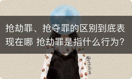 抢劫罪、抢夺罪的区别到底表现在哪 抢劫罪是指什么行为?
