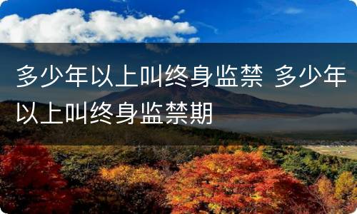 多少年以上叫终身监禁 多少年以上叫终身监禁期