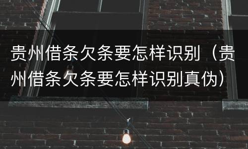 贵州借条欠条要怎样识别（贵州借条欠条要怎样识别真伪）