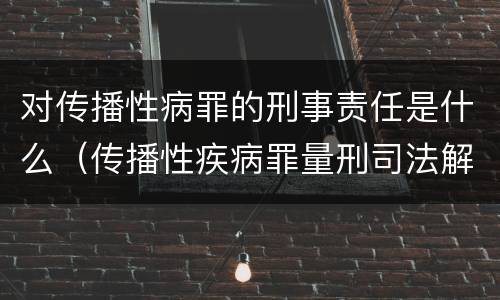 对传播性病罪的刑事责任是什么（传播性疾病罪量刑司法解释）