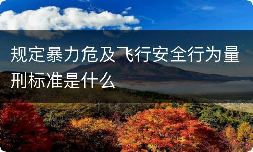 规定暴力危及飞行安全行为量刑标准是什么