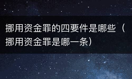 挪用资金罪的四要件是哪些（挪用资金罪是哪一条）