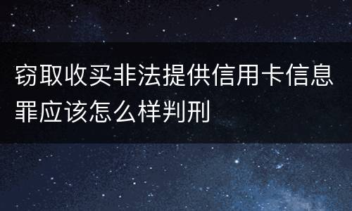 窃取收买非法提供信用卡信息罪应该怎么样判刑