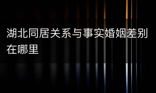 湖北同居关系与事实婚姻差别在哪里