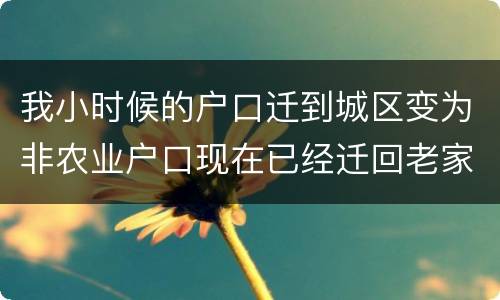 我小时候的户口迁到城区变为非农业户口现在已经迁回老家十年了请问我能得到拆迁补偿吗