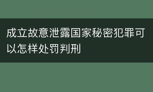 成立故意泄露国家秘密犯罪可以怎样处罚判刑