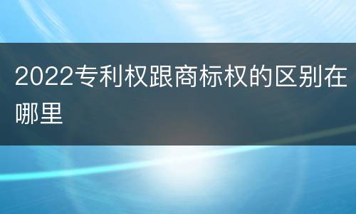2022专利权跟商标权的区别在哪里