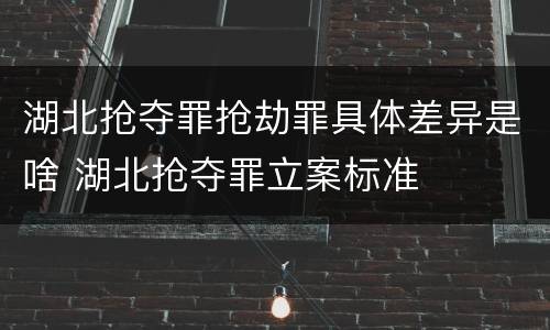 湖北抢夺罪抢劫罪具体差异是啥 湖北抢夺罪立案标准