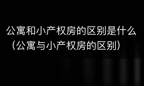 公寓和小产权房的区别是什么（公寓与小产权房的区别）