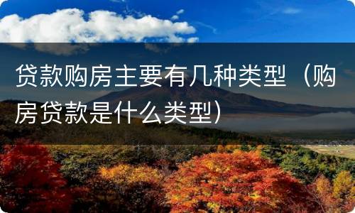 贷款购房主要有几种类型（购房贷款是什么类型）