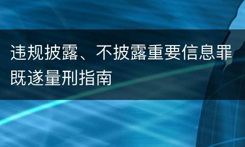 违规披露、不披露重要信息罪既遂量刑指南