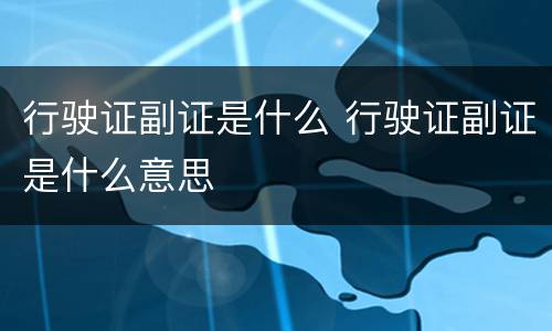 行驶证副证是什么 行驶证副证是什么意思