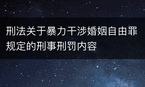 刑法关于暴力干涉婚姻自由罪规定的刑事刑罚内容