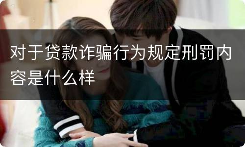 对于贷款诈骗行为规定刑罚内容是什么样