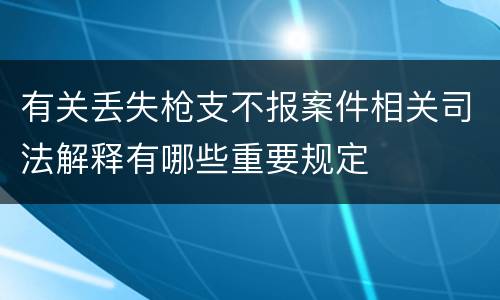 有关丢失枪支不报案件相关司法解释有哪些重要规定