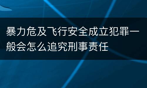 暴力危及飞行安全成立犯罪一般会怎么追究刑事责任