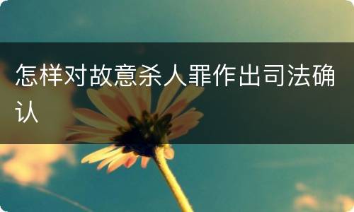 怎样对故意杀人罪作出司法确认