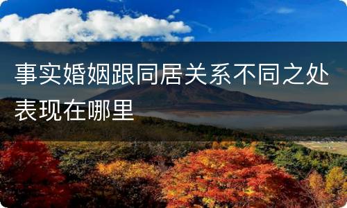 事实婚姻跟同居关系不同之处表现在哪里
