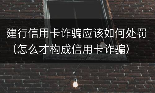 建行信用卡诈骗应该如何处罚（怎么才构成信用卡诈骗）