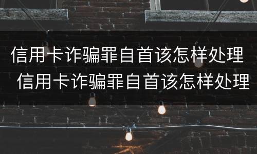 信用卡诈骗罪自首该怎样处理 信用卡诈骗罪自首该怎样处理好
