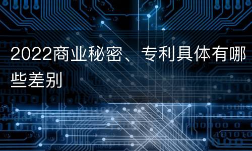 2022商业秘密、专利具体有哪些差别