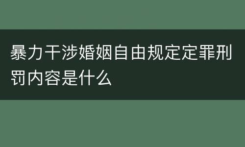 暴力干涉婚姻自由规定定罪刑罚内容是什么
