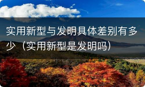 实用新型与发明具体差别有多少（实用新型是发明吗）