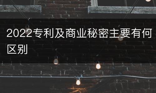 2022专利及商业秘密主要有何区别