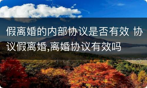 假离婚的内部协议是否有效 协议假离婚,离婚协议有效吗