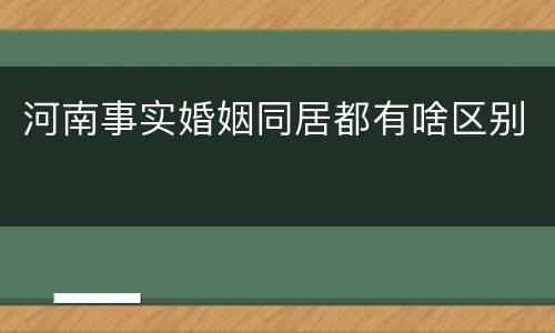 河南事实婚姻同居都有啥区别