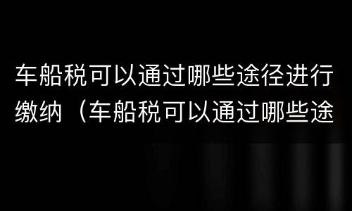 车船税可以通过哪些途径进行缴纳（车船税可以通过哪些途径进行缴纳呢）