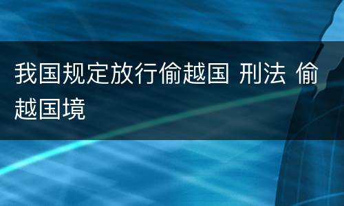 我国规定放行偷越国 刑法 偷越国境