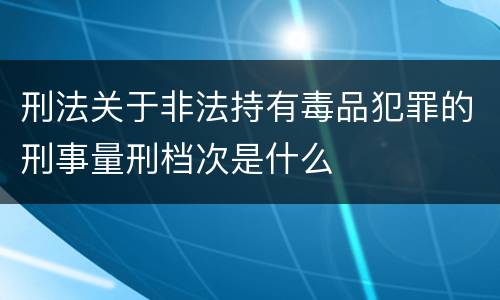 刑法关于非法持有毒品犯罪的刑事量刑档次是什么