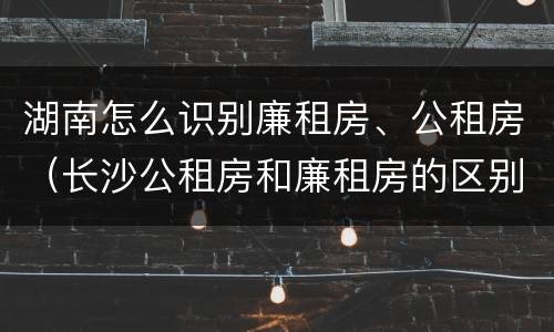 湖南怎么识别廉租房、公租房（长沙公租房和廉租房的区别）