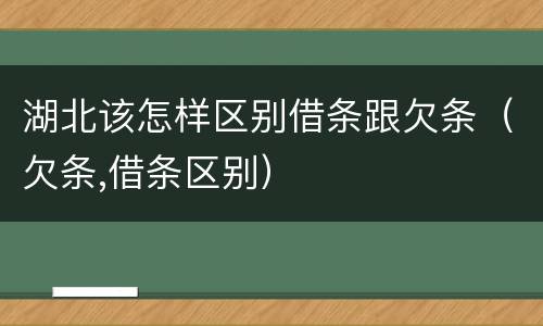 湖北该怎样区别借条跟欠条（欠条,借条区别）