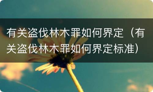 有关盗伐林木罪如何界定（有关盗伐林木罪如何界定标准）