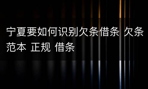宁夏要如何识别欠条借条 欠条范本 正规 借条