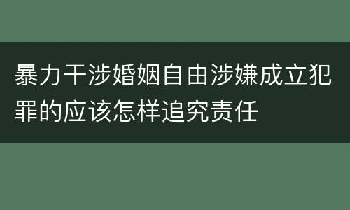 暴力干涉婚姻自由涉嫌成立犯罪的应该怎样追究责任