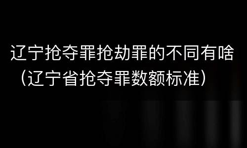 辽宁抢夺罪抢劫罪的不同有啥（辽宁省抢夺罪数额标准）