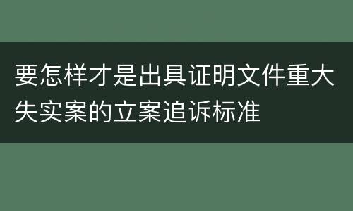 要怎样才是出具证明文件重大失实案的立案追诉标准