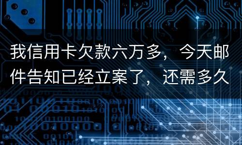 我信用卡欠款六万多，今天邮件告知已经立案了，还需多久会被抓走？我年底才能还清钱