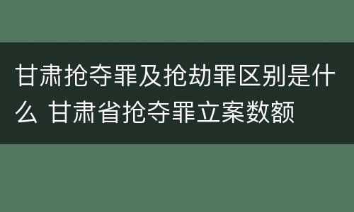 甘肃抢夺罪及抢劫罪区别是什么 甘肃省抢夺罪立案数额