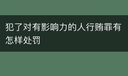 犯了对有影响力的人行贿罪有怎样处罚