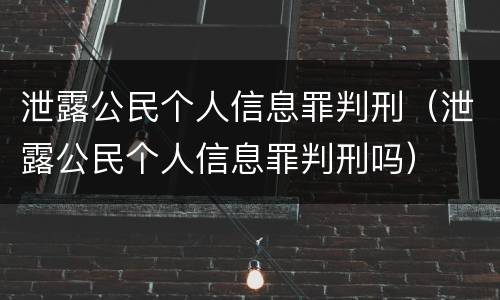泄露公民个人信息罪判刑（泄露公民个人信息罪判刑吗）