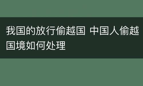我国的放行偷越国 中国人偷越国境如何处理
