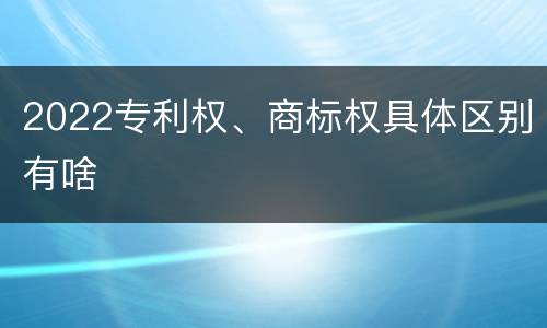 2022专利权、商标权具体区别有啥