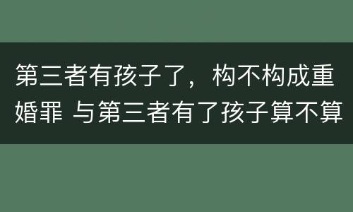 第三者有孩子了，构不构成重婚罪 与第三者有了孩子算不算重婚罪