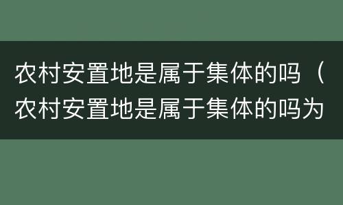 农村安置地是属于集体的吗（农村安置地是属于集体的吗为什么）