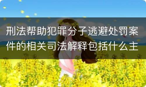 刑法帮助犯罪分子逃避处罚案件的相关司法解释包括什么主要内容