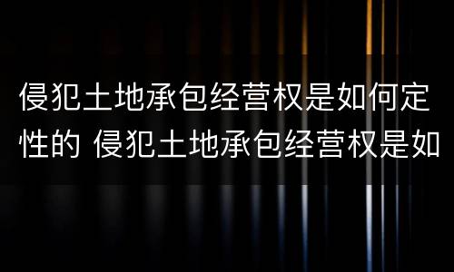 侵犯土地承包经营权是如何定性的 侵犯土地承包经营权是如何定性的举例